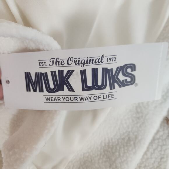 Muk Luk Teddy Bear Sherpa Lounger with Hood White Large NWT - Picture 12 of 15